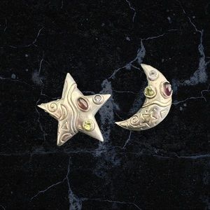 Sterling Silver Moon and Star Earrings